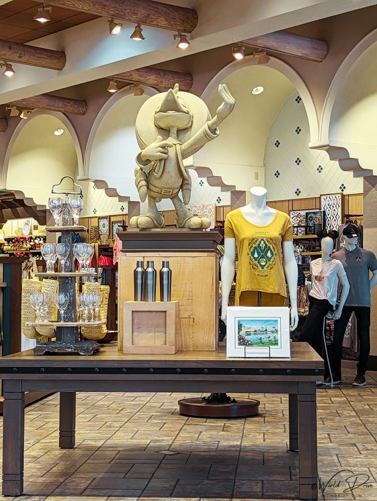 Displayed merchandise at Panchito's Gifts & Sundries at Disney's Coronado Springs Resort.